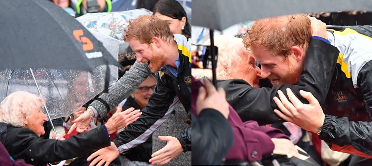 Anciana de 97 años esperó 7 horas bajo la lluvia al príncipe Harry