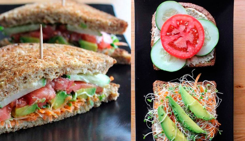 Sándwich de vegetales y hummus