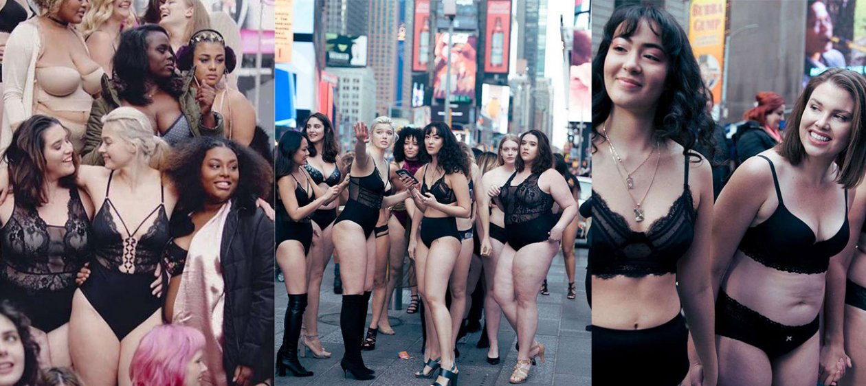 Times Square invadido por una guerrilla de mujeres curvilíneas en lencería