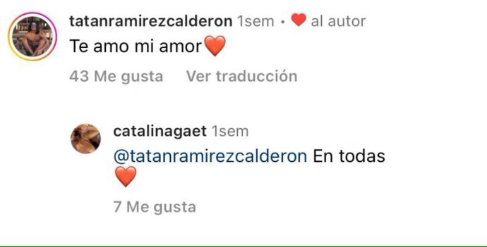 Comentario de Sebastián y respuesta de Catalina en su fotografía