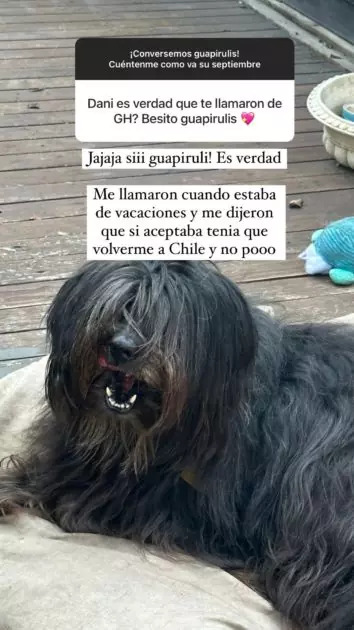 Respuesta de Daniela Castro junto a una fotografía de Chalota