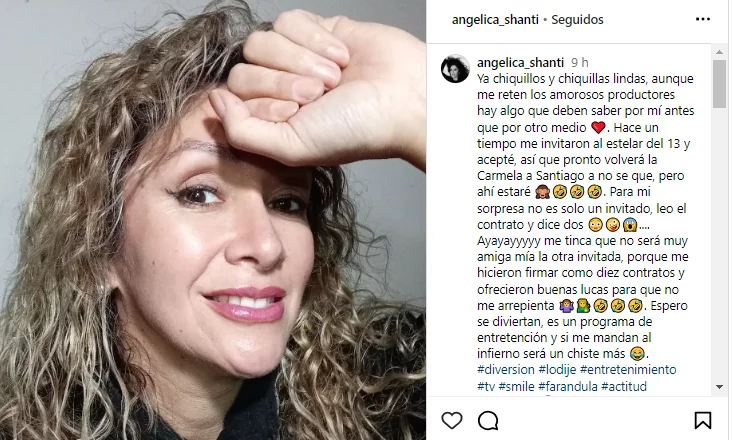 Comunicado de Angélica Sepúlveda sobre su participación en un programa de entrevistas de Canal 13