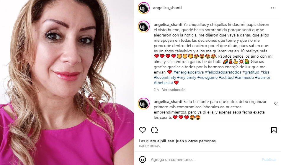 Captura de pantalla de la publicación de Angélica Sepúlveda