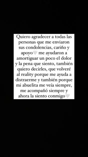 Captura de pantalla con declaraciones de Skarleth