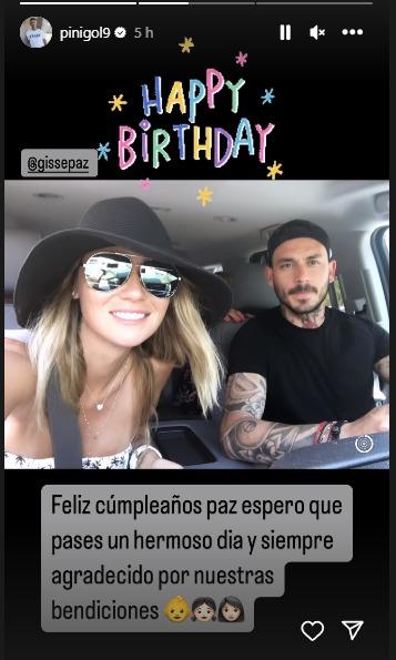 Captura de pantalla con saludo de Mauricio Pinilla a Gissella