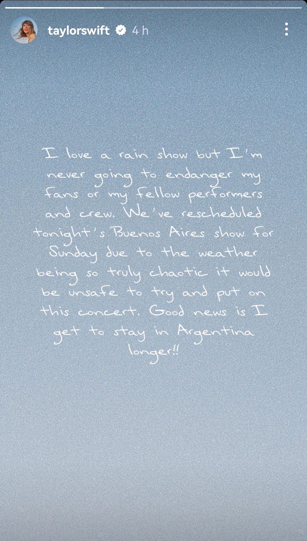 Comunicado de Taylor Swift