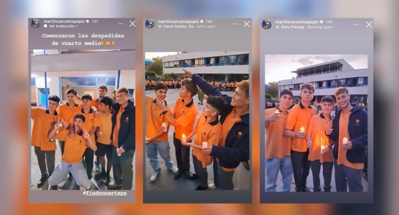 tres capturas de pantalla de Luciano posando con sus compañeros