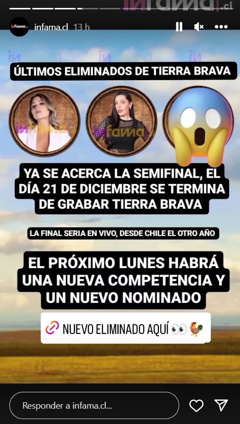 Pantallazo de las historia de Infama, donde revela eliminados de Tierra Brava