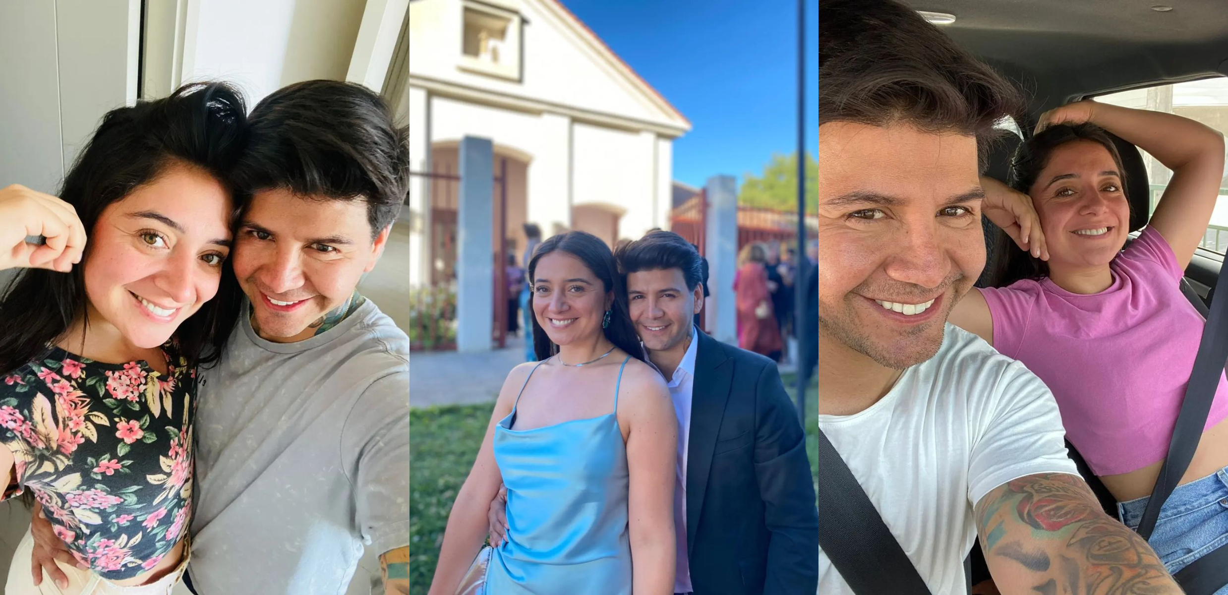 tres fotos de Edmundo Varas junto a su pareja