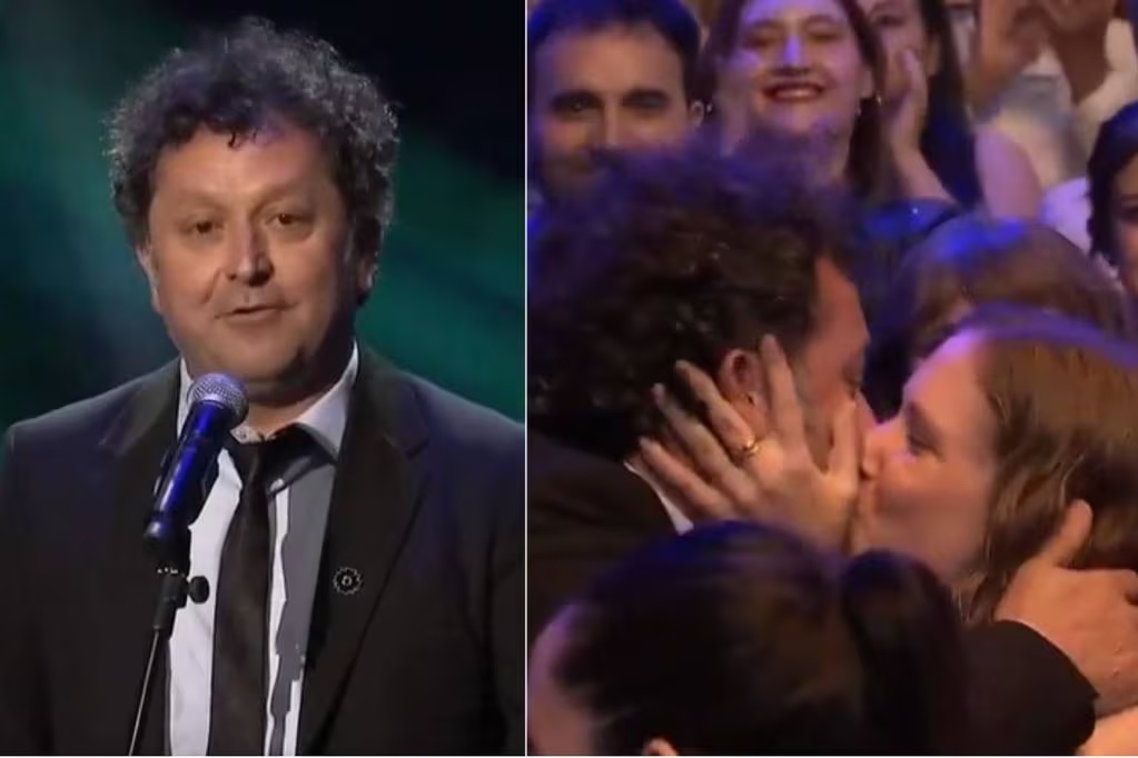 Daniel Alcaíno recibiendo su premio / Daniel y su nueva pareja