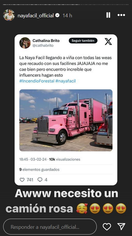Historia de Instagram de Naya Fácil