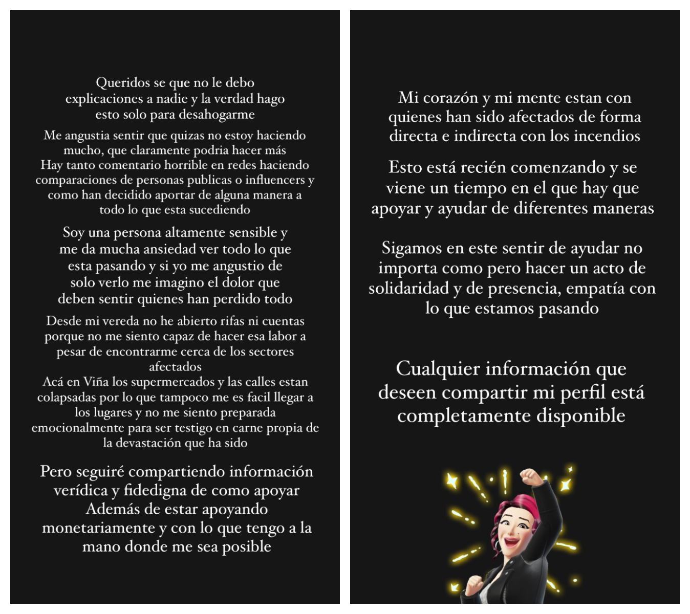 Captura de pantalla con dichos completos de Christell Rodríguez