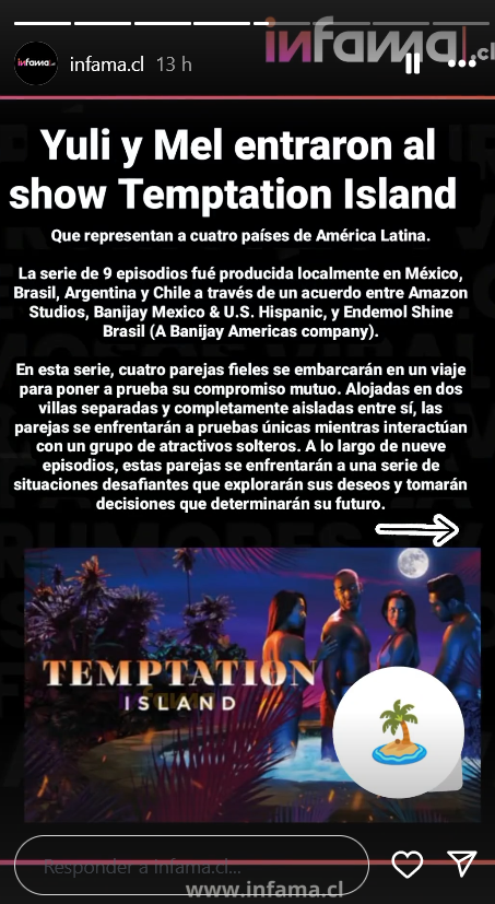 Historia de Infama donde revela los motivos que llevaron al término de la reción de Yuli y Mel