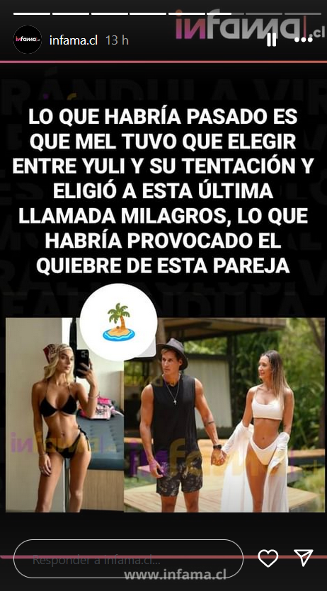 Historia de Infama donde revela los motivos que llevaron al término de la reción de Yuli y Mel