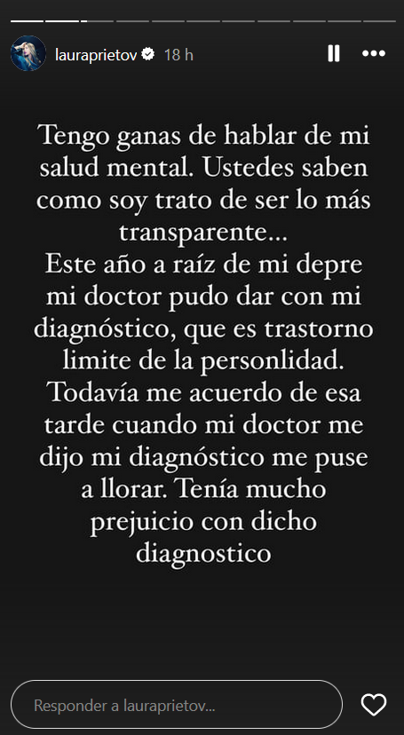 Historias de Laura Prieto donde relata el diagnóstico psiquiátrico que le dieron