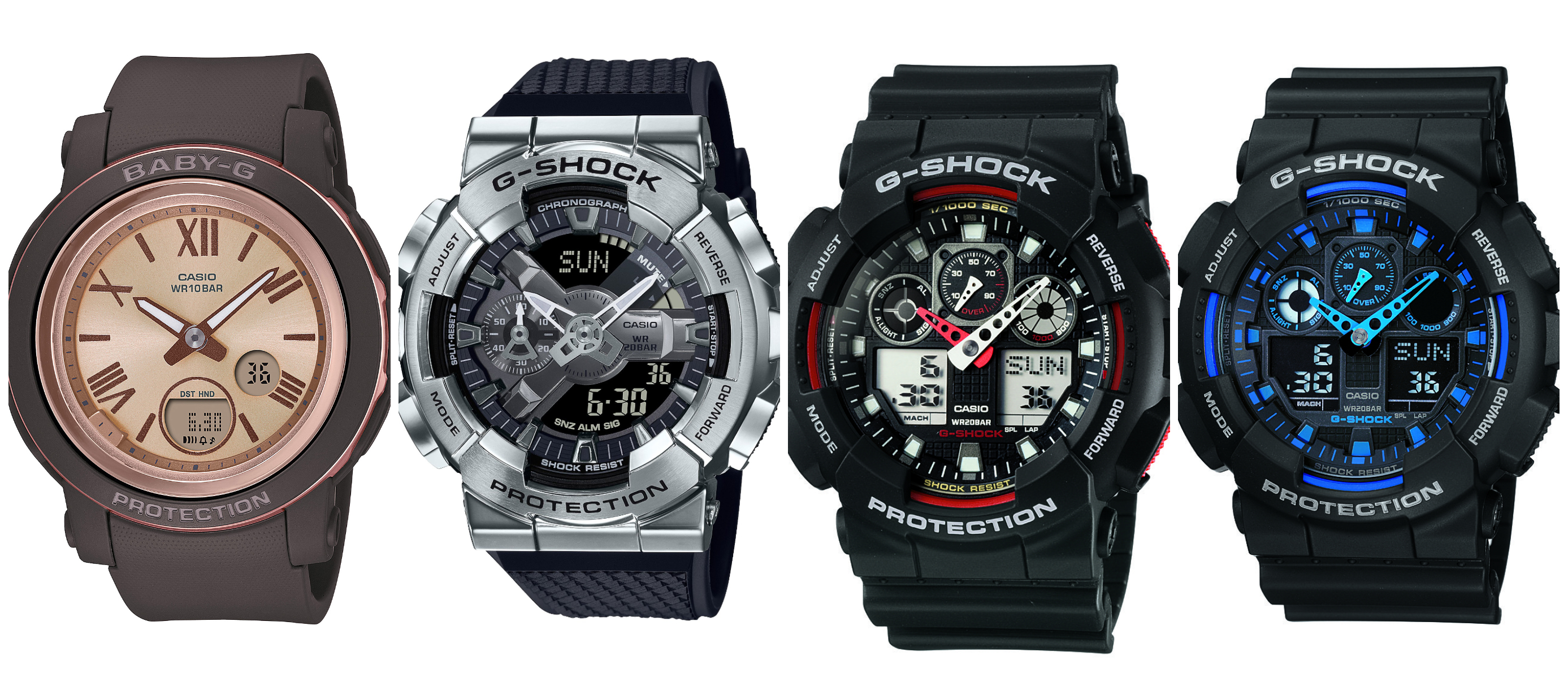 cuatro modelos de relojes