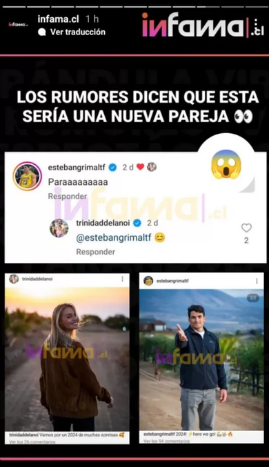 Pantallazo historia de Infama mostrando comentarios entre Trini de la Noi y Estban Grimalt