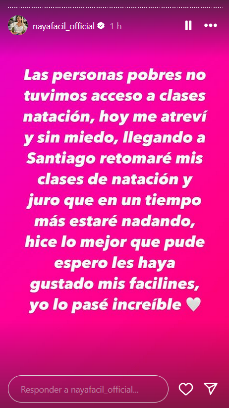 Pantallazo historia de Naya Fácil explicando su piscinazo y refiriéndose a las críticas