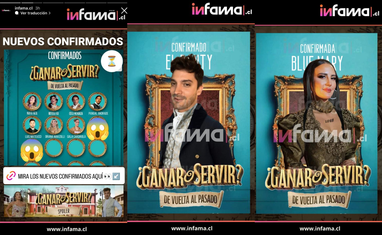Nuevos participantes de ¿Ganar o servir", información de Infama