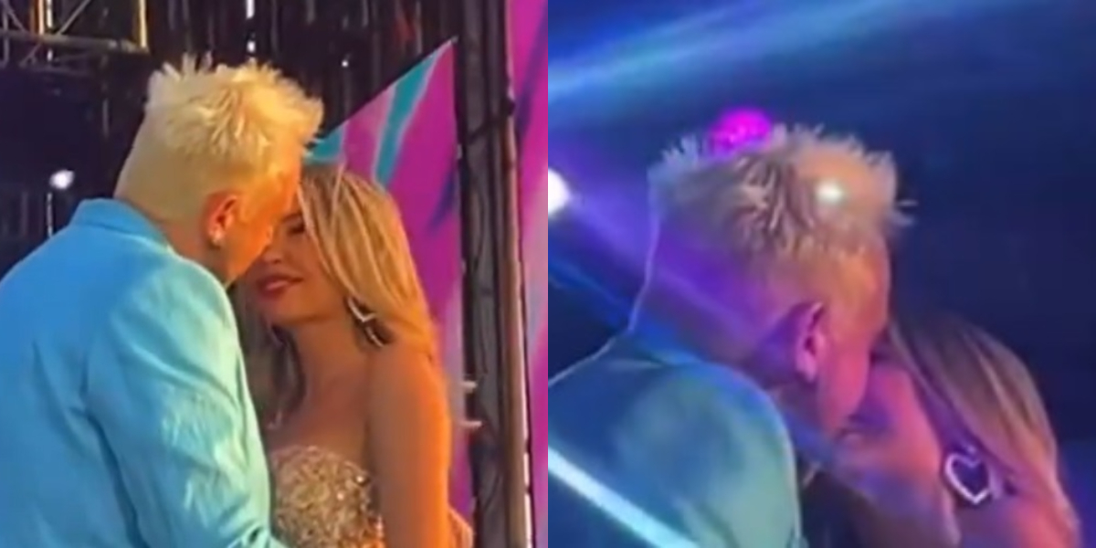 Beso entre Francisco Kaminski y Camila Andrade en Festival de Puente Alto