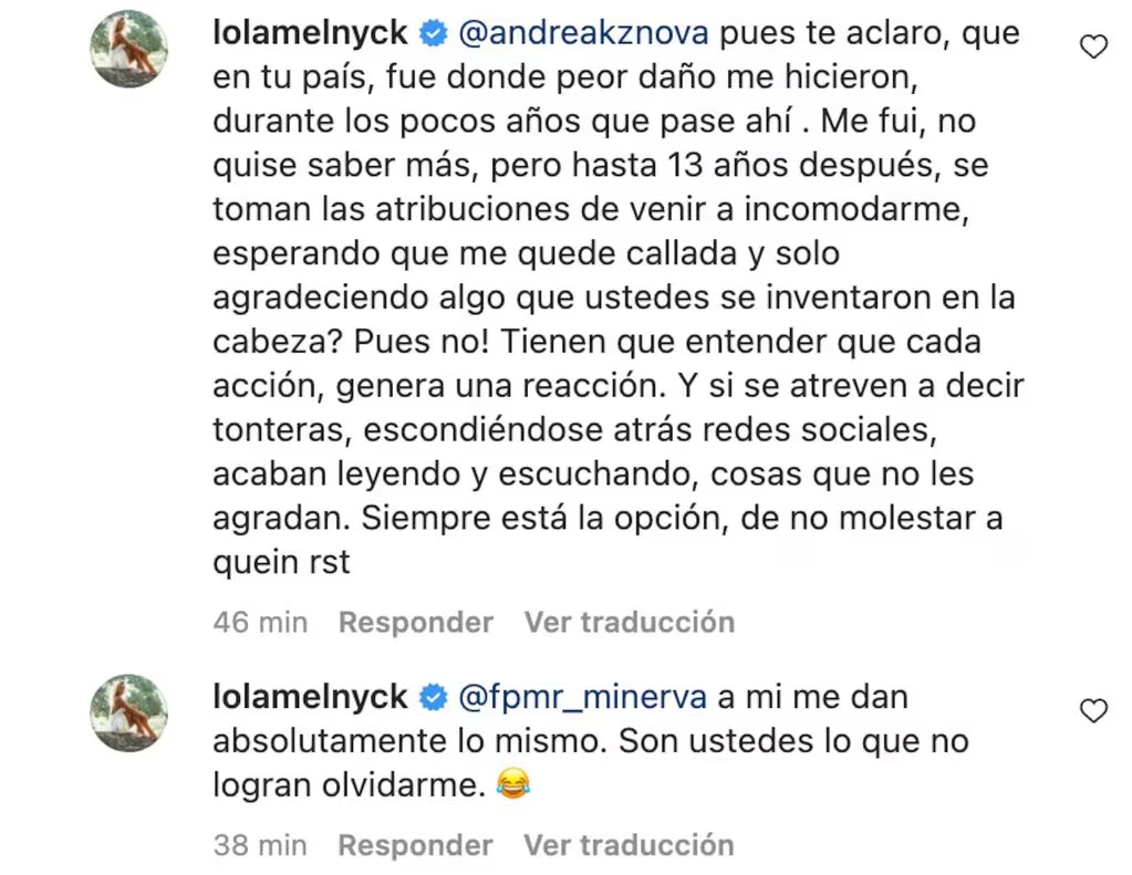 Respuesta de Lola en RRSS