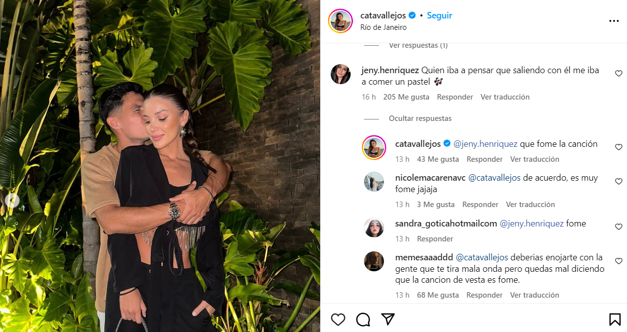 Respuesta de Cata Vallejos a foto con Pablo Galdames