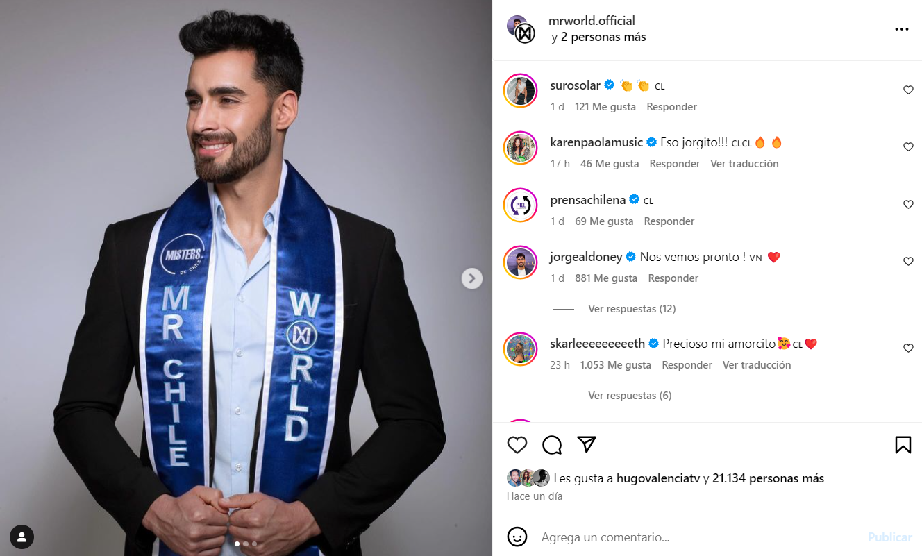 Comentarios de apoyo que recibió su confirmación al Mister Mundo 2024