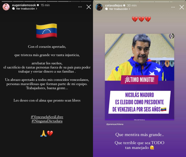 Apoyo de Eugenia Lemos y Cata Vallejos a Venezuela