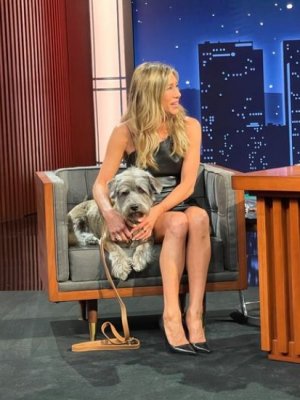 Jennifer Aniston promueve la adopción leyendo un cuento a sus perritos