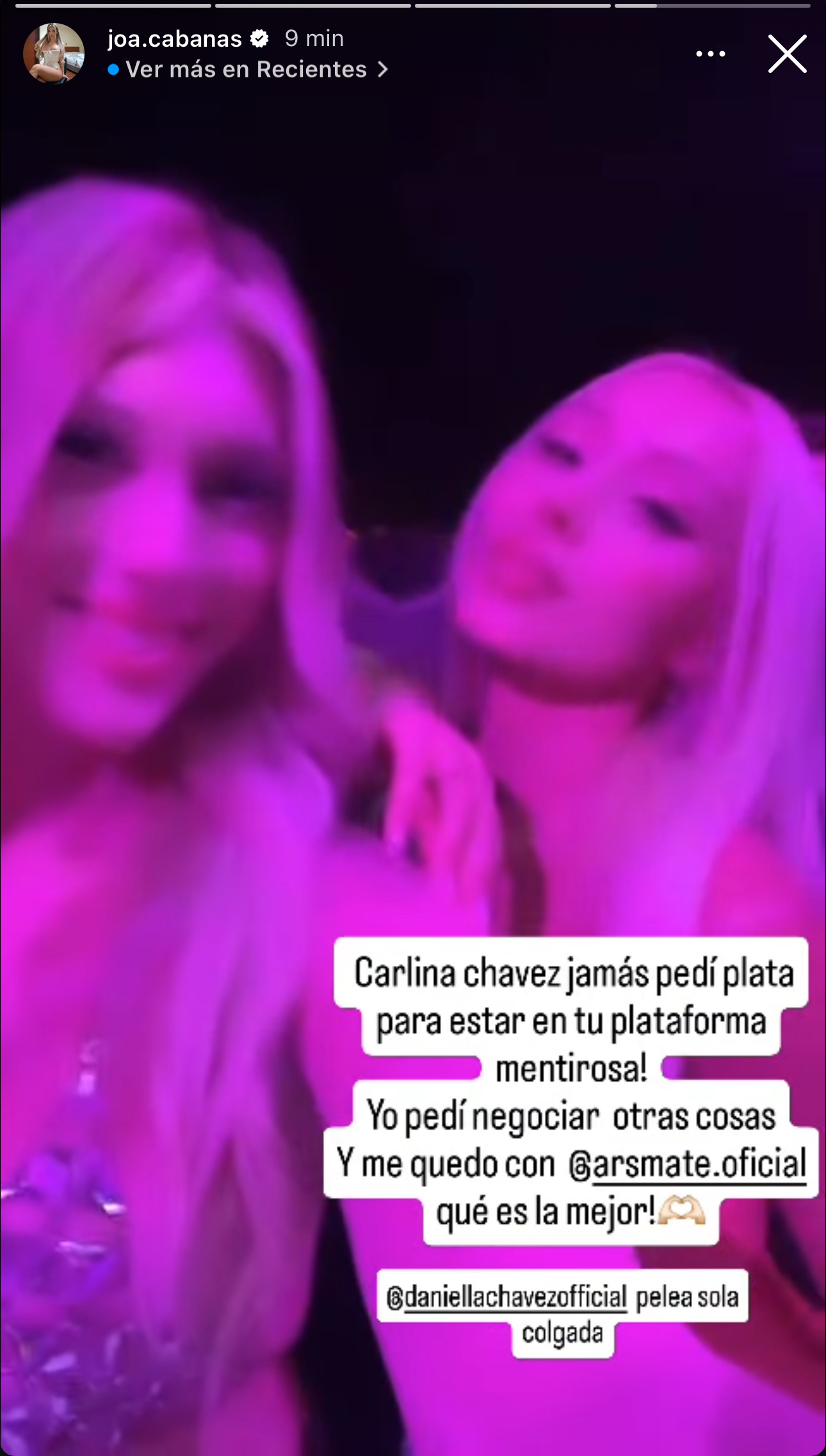 Historia de Agustina Cabañas respondiendo a Daniella Chávez