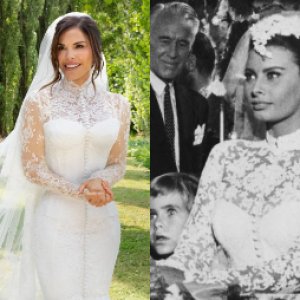 Lauren Sánchez impacta en la boda con Jeff Bezos con un vestido inspirado en Sophia Loren