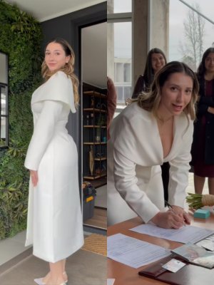 Carlita Inostroza regala el vestido que usó para su matrimonio civil con Matt Hunter